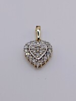  10KT TWO TONE GOLD ~.40 TOTAL CARAT WT. ROUND DIAMOND PAVE DOUBLE HEART PENDANT