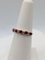 SIZE 6.5 14KT YELLOW GOLD ~.33 TOTAL GEM WT. RUBY AND DIAMOND BAND RING