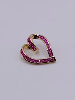  10KT YELLOW GOLD ~.30 TOTAL CARAT WT. ROUND RUBY OUTLINE HEART SLIDER PENDANT
