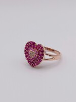  SIZE 8 10KT ROSE GOLD ~.10 TOTAL CARAT WT. DIAMOND & SYNTHETIC RUBY HEART RING