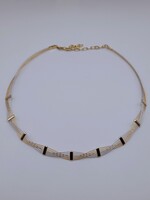 14KT TWO TONE GOLD MULTI-WIRE & BAR CROSSOVER CHOKER NECKLACE