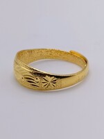  SIZE 10 ADJUSTABLE 24KT YELLOW GOLD ETCHED PATTERN BAND RING