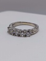  SIZE 9 14KT WHITE GOLD ~1.50 TOTAL CARAT WT. 5-DIAMOND ENGRAVED BAND RING