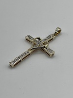  14k Yellow Gold Diamond Cross with Heart 