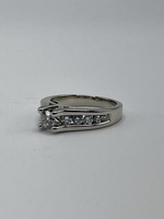  14k White Gold Cathedral Set RBC Diamond Wedding Ring Appx .40ct center Diamond
