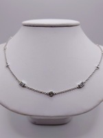  18KT WHITE GOLD ~1 TOTAL CARAT WT. DIAMOND 17" BEZEL SET STATION NECKLACE 