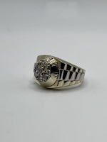 SIZE 10 14KT YELLOW GOLD ~.56 TOTAL CARAT WT. DIAMOND CLUSTER ROLEX STYLE RING