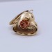  14KT YELLOW GOLD HEART WITH ROSE GOLD SCULPTED ROSE ACCENT LOCKET PENDANT