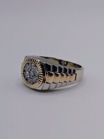  SIZE 10.5 14KT TWO TONE GOLD ~.70 TOTAL CARAT WT. DIAMOND TOP ROLEX STYLE RING