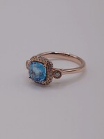  SIZE 7 14KT ROSE GOLD ~5 CARAT CUSHION CUT BLUE TOPAZ WITH DIAMONDS RING