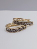  14KT YELLOW GOLD ~2 TOTAL CARAT WT. ROUND DIAMOND OVAL HOOP EARRINGS