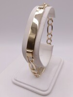  14KT YELLOW GOLD 9" DIAMOND CUT FIGARO LINK BLANK ID BRACELET