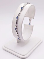  18KT WHITE GOLD ~1 TOTAL CARAT WT. OVAL BLUE SAPPHIRE ACCENT LINK BRACELET