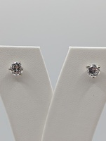  14KT WHITE GOLD ~.90 TOTAL CARAT WT. ROUND BRILLIANT CUT DIAMOND STUD EARRINGS