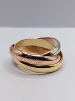  SIZE 6.5 18KT TRI COLOR GOLD INTERTWINED 3-BAND RING