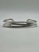  925 STERLING SILVER DESIGNER ZIG ZAG OPEN CUFF BRACELET