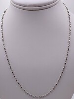  18KT WHITE GOLD 20" ENGRAVED BEAD AND BARREL LINK CHAIN