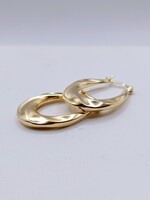  14KT YELLOW GOLD SPIRAL DESIGN OVAL HOOP EARRINGS