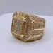  SIZE 10 14KT YELLOW GOLD ~4.5 TOTAL CARAT WT. DIAMOND PAVE SQUARE TOP RING