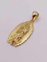  18KT YELLOW GOLD OUR LADY OF GUADALUPE OVAL PENDANT