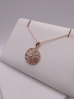  18KT ROSE GOLD ~.18 TOTAL CARAT WT. DIAMOND PENDANT ON 18" CHAIN NECKLACE
