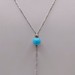  18KT WHITE GOLD TURQUOISE BEAD ON 17" BEAD LINK CHAIN NECKLACE