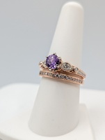  SIZE 8 14KT ROSE GOLD ~1.2 CARAT PINK SAPPHIRE WITH DIAMOND ACCENTS RING SET