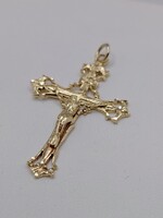  14KT YELLOW GOLD FILIGREE RELIGIOUS CROSS PENDANT