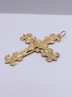  14KT YELLLOW GOLD ORNATE RELIGIOUS CROSS PENDANT