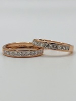  14KT ROSE GOLD ~.30 TOTAL CARAT WT. PRINCESS CUT DIAMOND HOOP EARRINGS