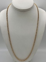  14KT YELLOW GOLD 25" DIAMOND CUT ROPE LINK CHAIN