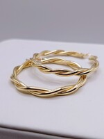  14KT YELLOW GOLD TWISTED DOUBLE TUBE LARGE HOOP EARRINGS