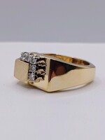  SIZE 12 14KT YELLOW GOLD ~.20 TOTAL CARAT WT. DIAMOND ACCENT TRI-LEVEL TOP RING