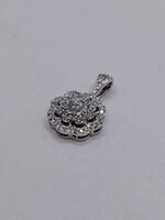  10KT WHITE GOLD ~.36 TOTAL CARAT WT. DIAMOND CLUSTER FLORAL DESIGN PENDANT