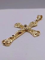  14KT YELLOW GOLD 2" RELIGIOUS CROSS PENDANT