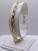  14KT YELLOW GOLD 8" ENGRAVED OVAL CURB LINK STYLE BRACELET