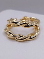  14KT YELLOW GOLD TWISTED HOLLOW TUBE ROUND HOOP EARRINGS