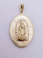  14KT YELLOW GOLD DOUBLE SIDED OVAL RELIGIOUS MEDALLION PENDANT