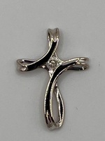  14KT WHITE GOLD ~.15 CARAT DIAMOND ACCENT INIFINITY LOOP CROSS PENDANT