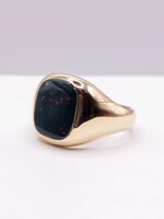  SIZE 11 14KT YELLOW GOLD SQUARE BLOOD STONE SIGNET STYLE RING