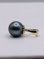  14KT YELLOW GOLD 8mm BLACK PEARL PENDANT 