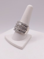  SIZE 10 14KT WHITE GOLD ~3 TOTAL CARAT WT. BAGUETTE & ROUND DIAMOND BAND RING