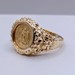  SIZE 12 14KT YELLOW GOLD 1945 MEXICAN DOS PESOS NUGGET RING