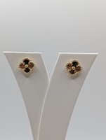  18KT YELLOW GOLD 1/2" CLOVER STUD EARRINGS