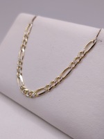  14KT TWO TONE GOLD 24" DIAMOND CUT FIGARO LINK CHAIN