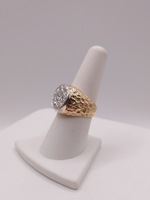  SIZE 8 14KT YELLOW GOLD ~.60 TOTAL CARAT WEIGHT DIAMOND OVAL TOP RING