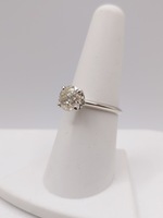 Size 7.5 14kt White Gold ~1.5 Carat Round Brilliant Cut Diamond Solitaire Ring