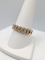  SIZE 8 10KT YELLOW GOLD ~1 TOTAL CARAT WT. DIAMOND CLUSTER CURB STYLE RING