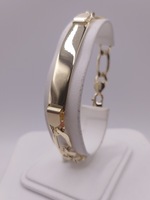  14KT YELLOW GOLD 8" BLANK ID FIGARO LINK BRACELET
