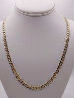  14KT YELLOW GOLD 26" BEVELED CURB LINK CHAIN